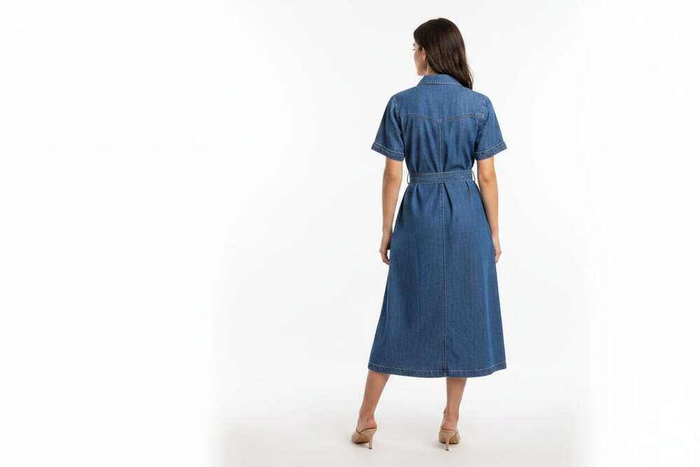 Talbots Denim Belted Midi Shirt Dress - Picture 2 of 2